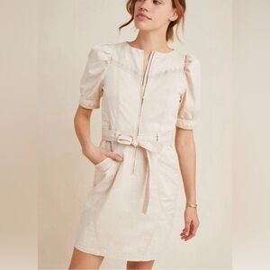 Anthropologie Cream Puff Sleeve Midi Dress